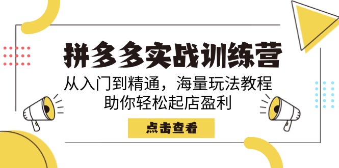 （14392期）拼多多实战训练营，从入门到精通，海量玩法教程，助你轻松起店盈利